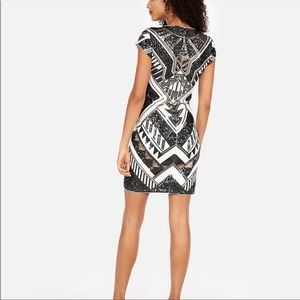 Express Sequined Aztec Sheath Dress size Medium Women’s Glittery Bodycon NYE
